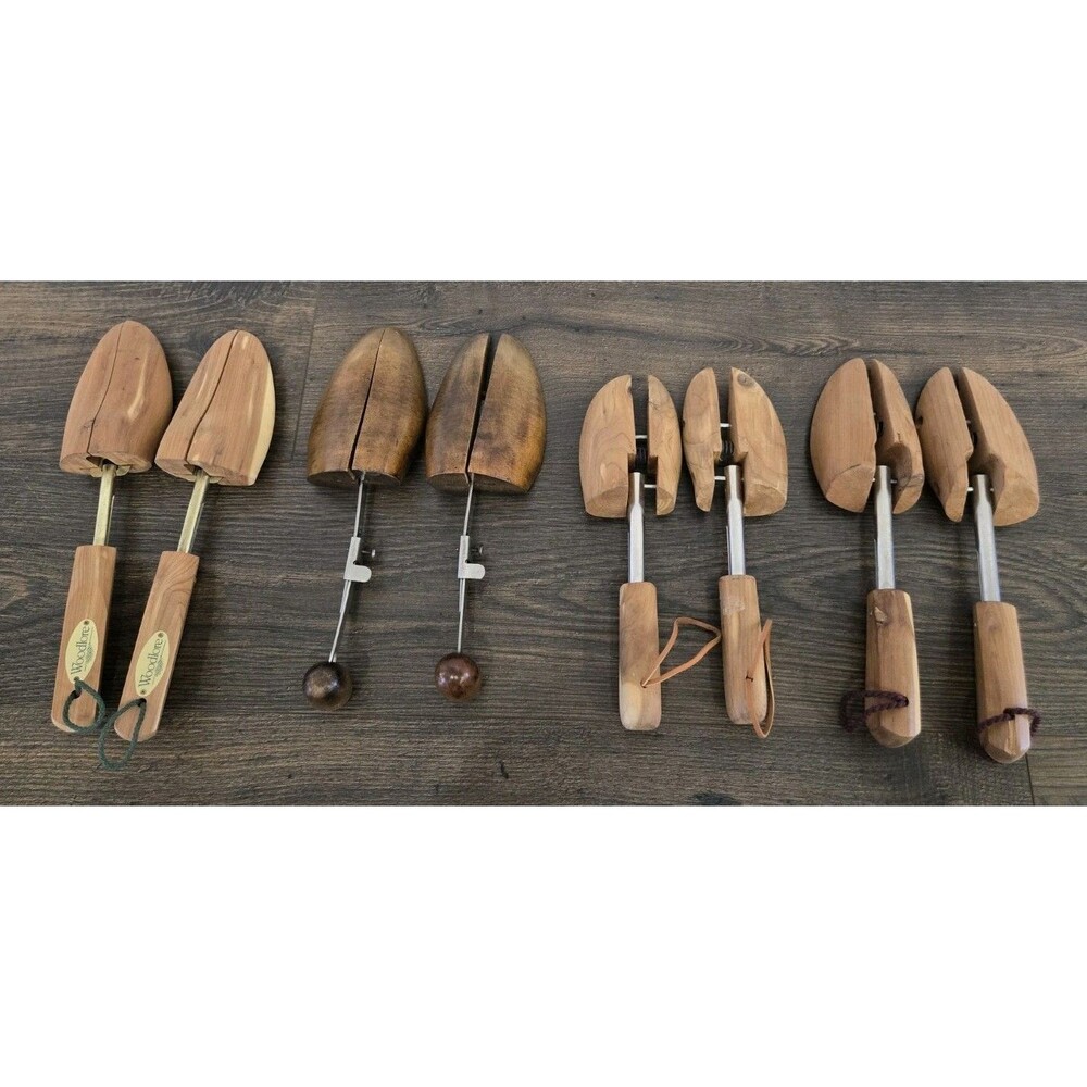 Lot of 4 Pairs Vintage Wooden Shoe Trees - Woodlore, Rochester Shoe Tree Co &...